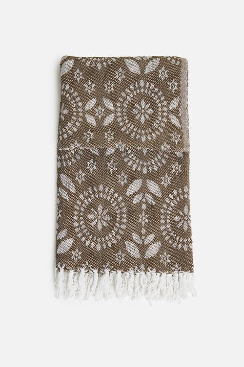 Floral Cotton Throw - Natural