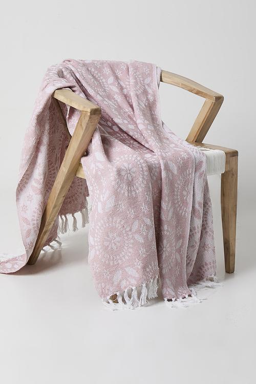 Floral Cotton Throw - Pink