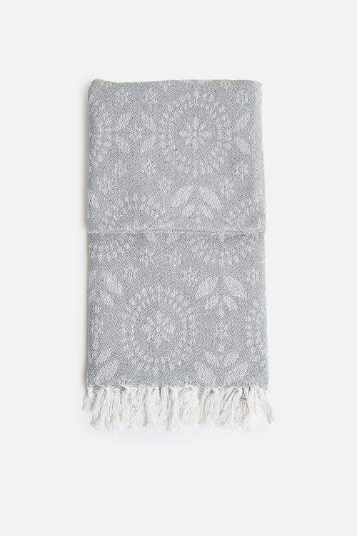 Floral Cotton Throw - Blue