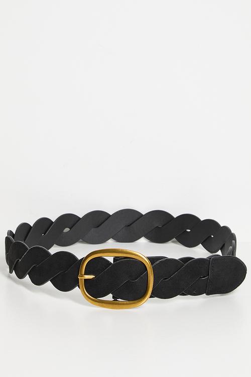 Lilia Braided Belt With Gold Buckle - Black