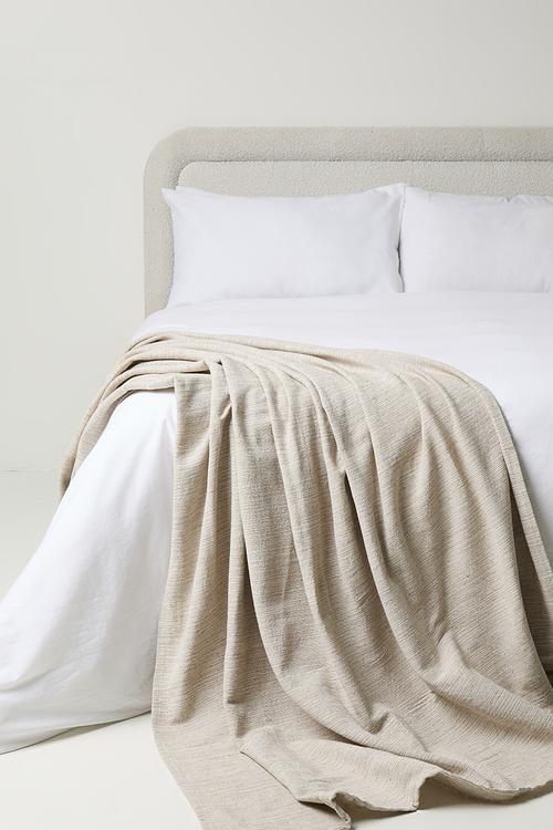Cotton Striped Blanket - Natural