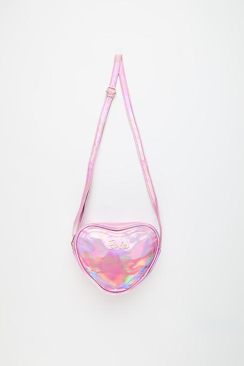 Barbie Metallic Heart Sling Bag - pink