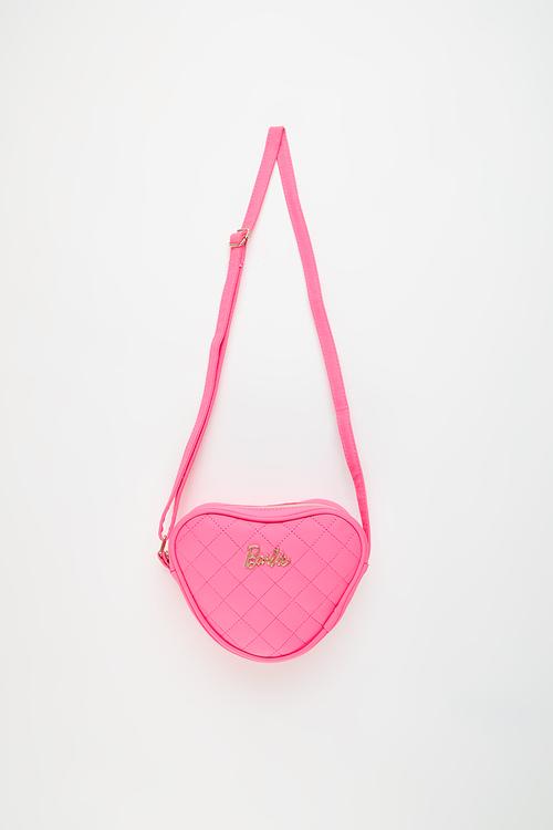 Barbie Pink Quilted Heart Pu Sling Bag - pink