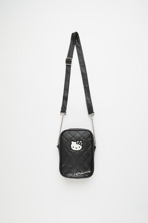 Hello Kitty Quilted Pu Sling Bag - black