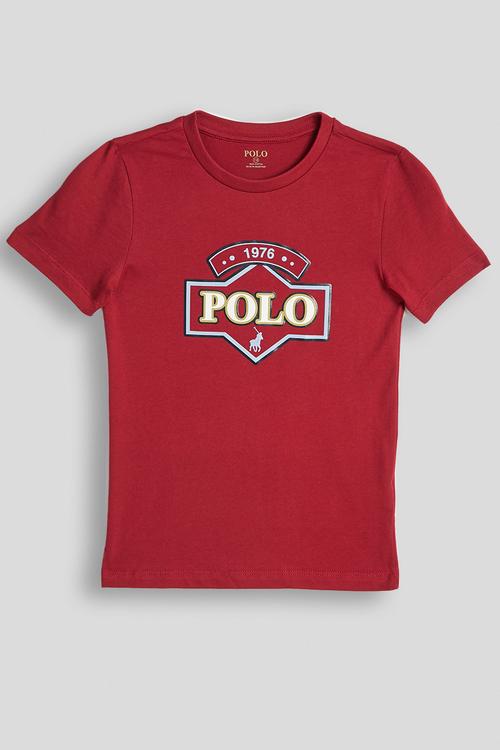 Boys Calvin Printed Short Sleeve Tee - Dark Red