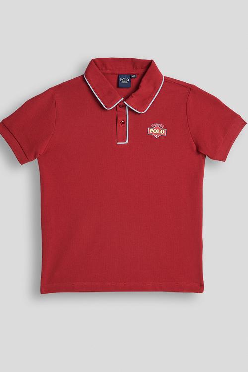 Boys Aron Short Sleeve Golfer - Dark Red