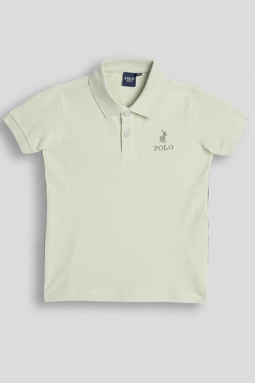 Boys Aakil Side Tape Short Sleeve Golfer - Grey