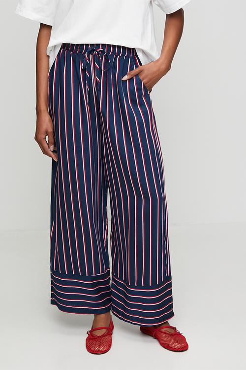 Navy Stripe Wide Leg Pant - Navy stripe