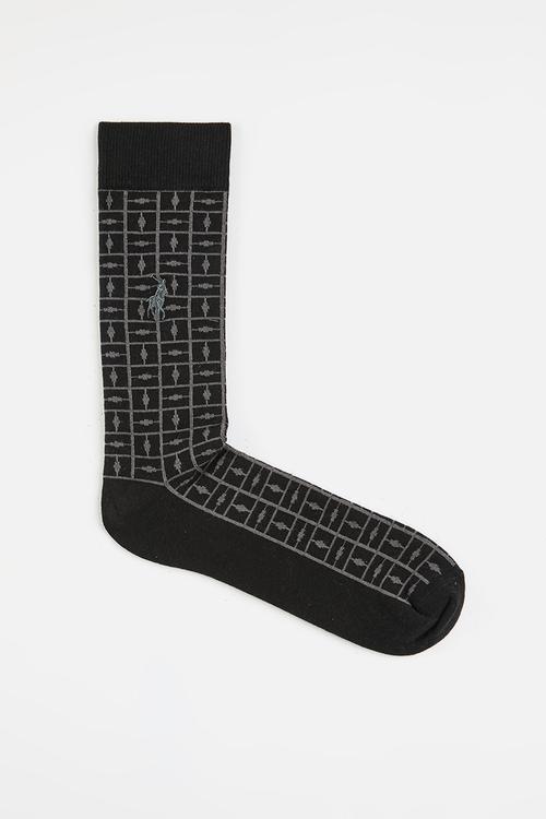 Maze Pattern Sock - Black Multi