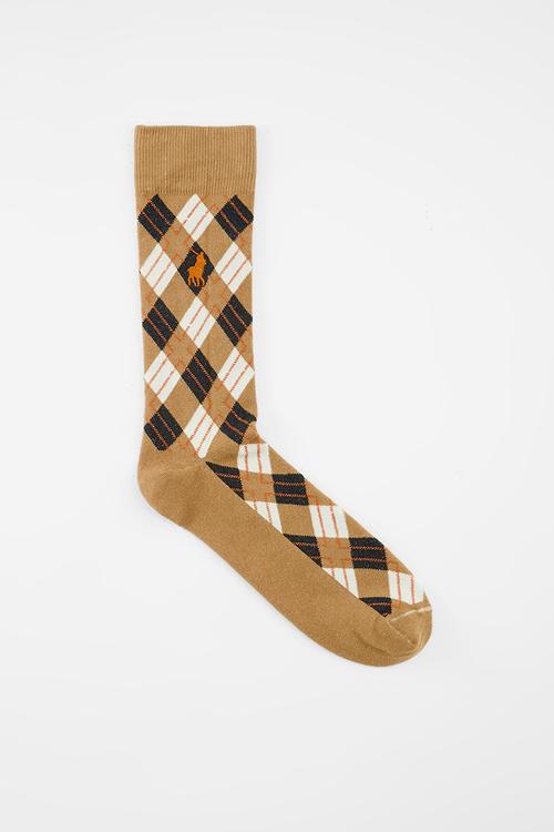 Retro Diamond Sock - Camel Multi