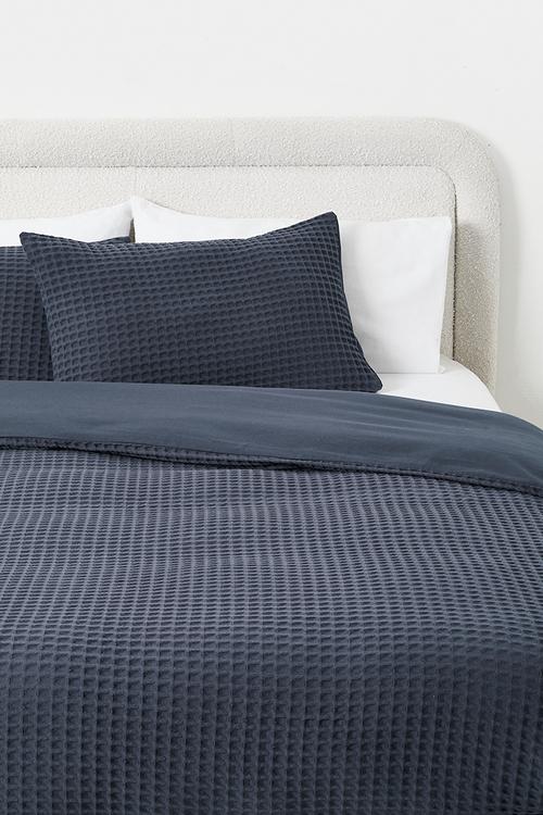 Mesa Cotton Waffle Duvet Cover Set Navy