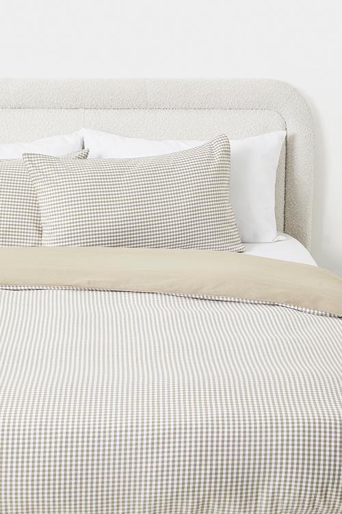 Demi Cotton Yarn Dye Check Duvet Cover Natural & White