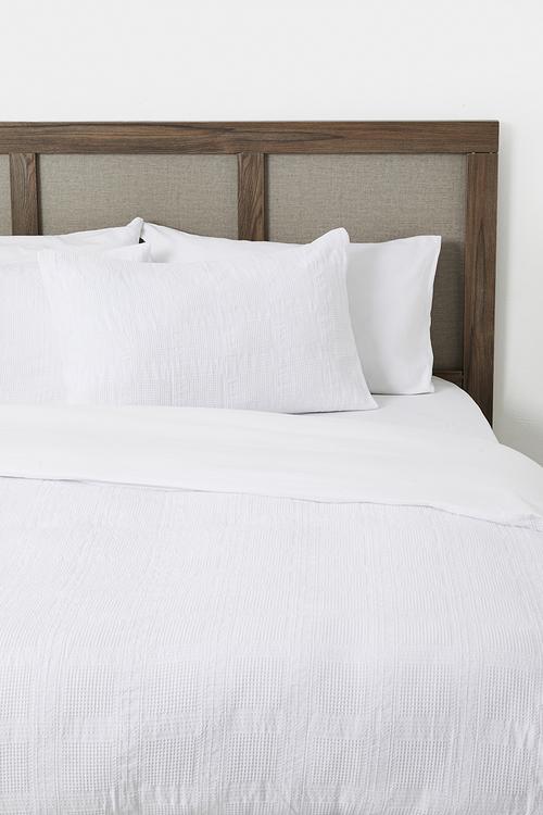 Verso Check Waffle Weave Duvet Set White