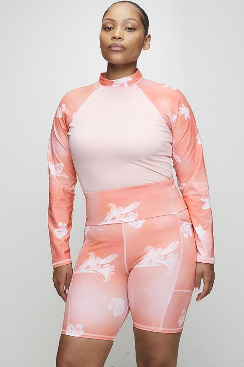 Plus ladies bike short - floral sunset