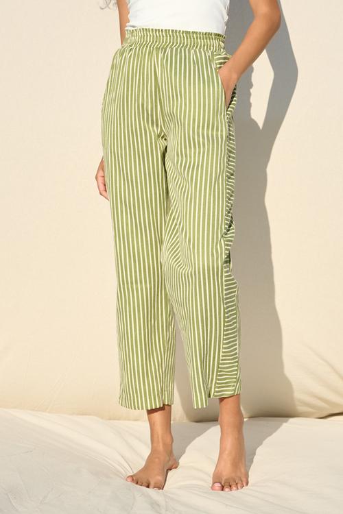 Stripe Tapered Leg With Contrast Panel - Green