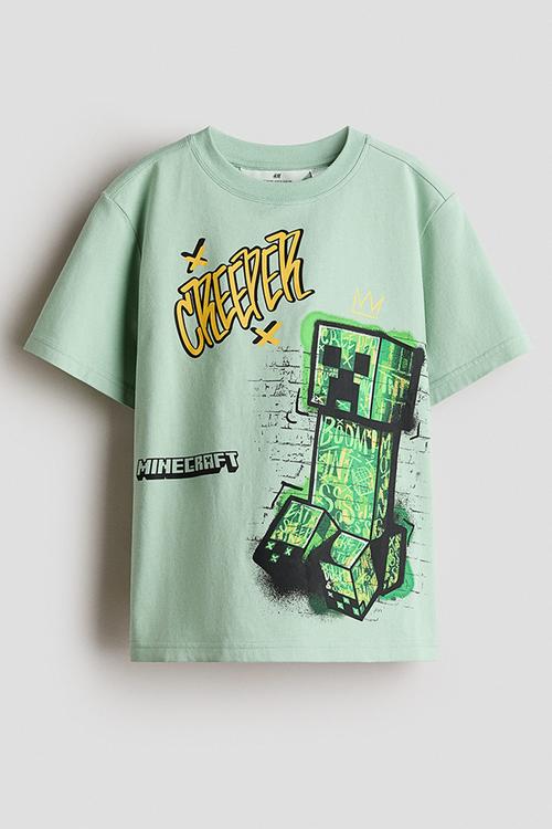 Printed T-shirt - light green/minecraft
