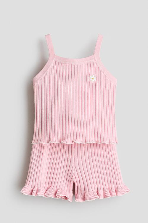 2-Piece rib-knit set - light pink