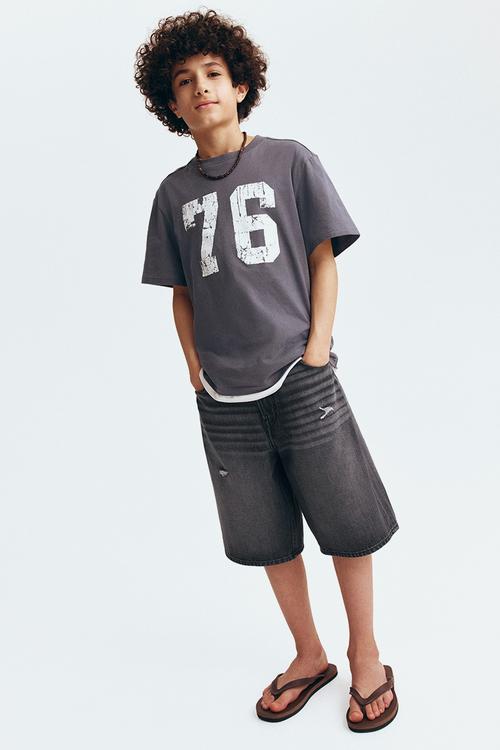 Baggy fit denim shorts - dark denim grey