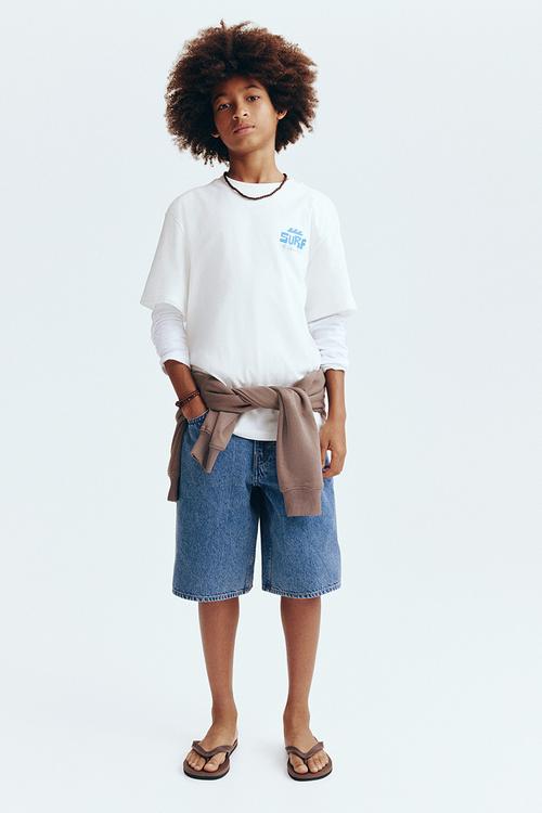 Baggy fit denim shorts - denim blue