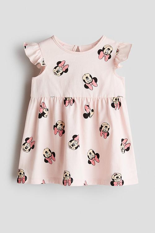 Printed cotton dress - light pink/minnie mouse