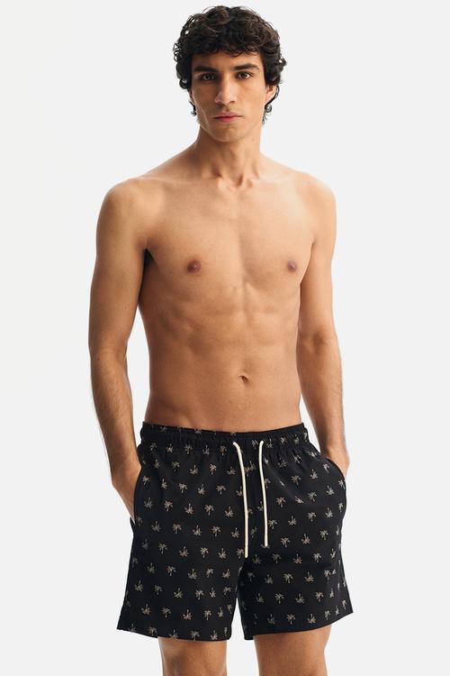 Seersucker swim shorts - black