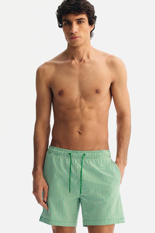 seersucker swim shorts - green/striped