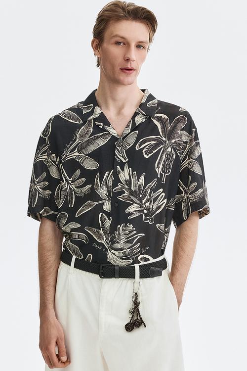 Relaxed fit resort shirt - black/patterned