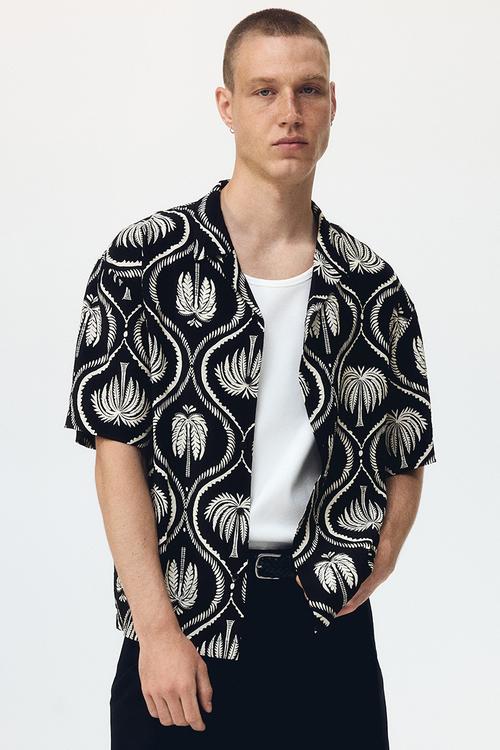 Relaxed fit resort shirt - black/patterned