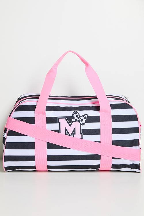Minnie Striped Duffle - pink/black stripe