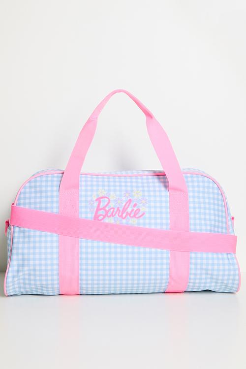 Barbie Gingham Duffle - pink/blue check