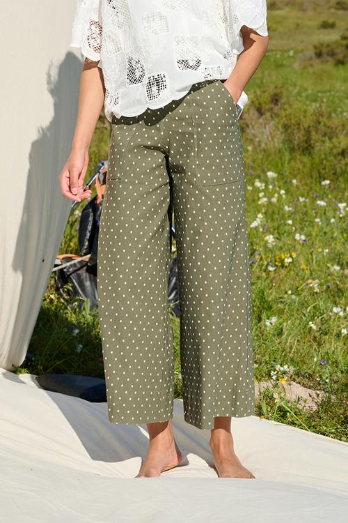 Plus Bengaline Wide Leg Crop Pant - Green