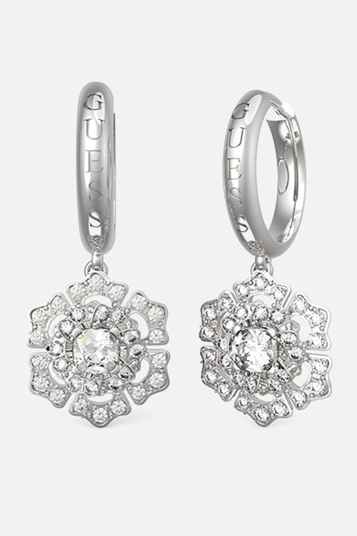 La Fleur 22Mm Crystal Peony Huggies - Silver