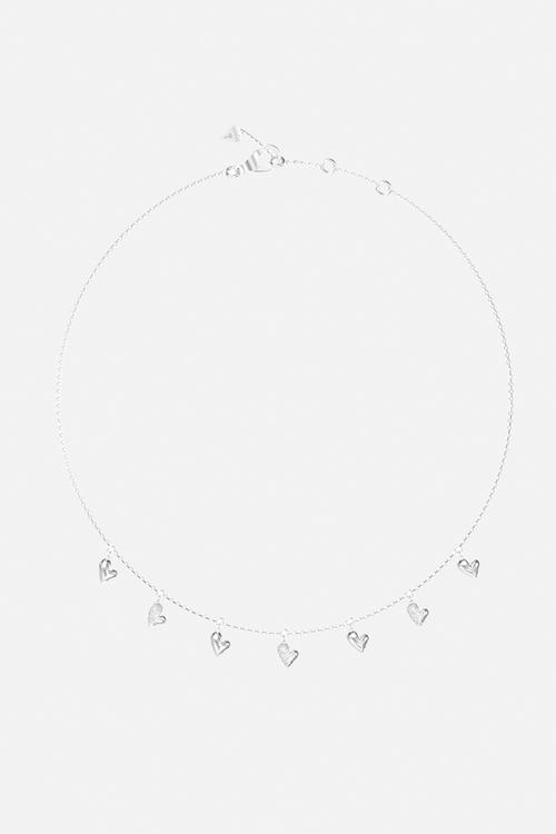 Golden Love 16-18" Heart Charms Necklace  - Silver