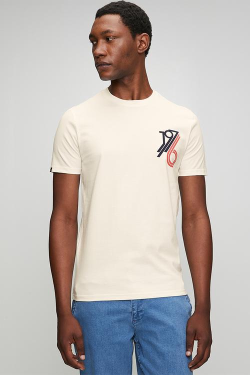 Mens 1976 graphic short sleeve T-shirt - white