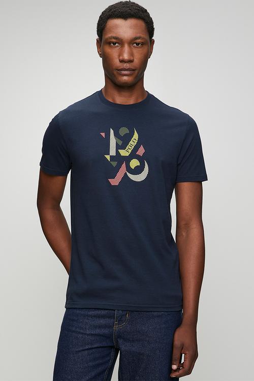 Mens logo printed  short sleeve T-shirt - navy