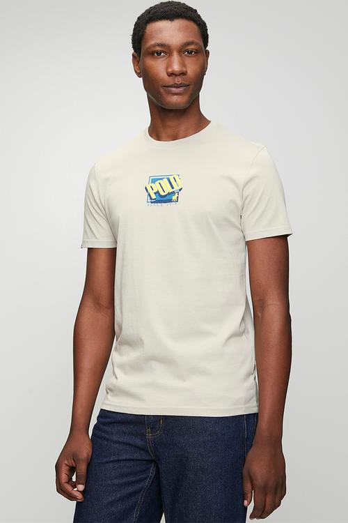 Mens small chest print short sleeve T-shirt - Grey