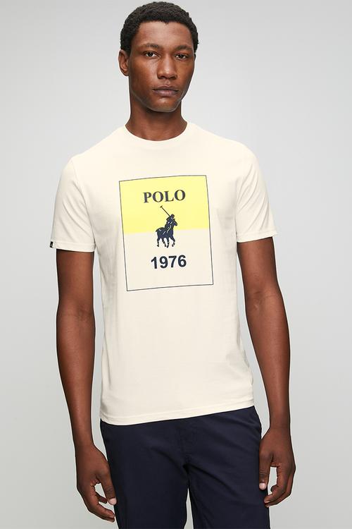 Mens hd print short sleeve T-shirt - white