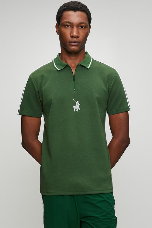 Mens sport short sleeve golfer - Green