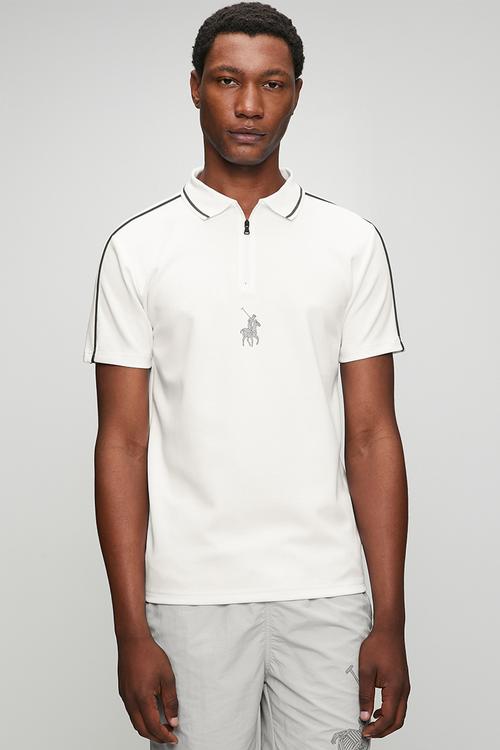 Mens sport short sleeve golfer - White