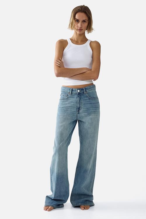 Wide high waist jeans - light denim blue