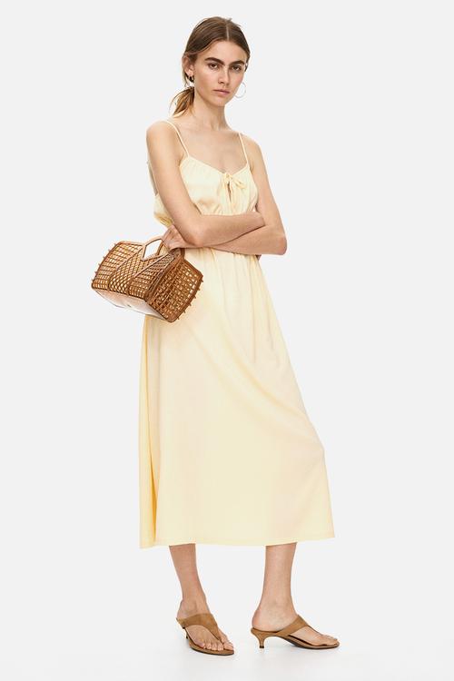 Crinkled jersey dress - yellow