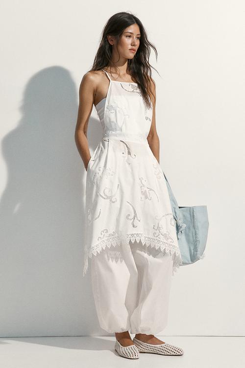 Cotton balloon trousers - ivory