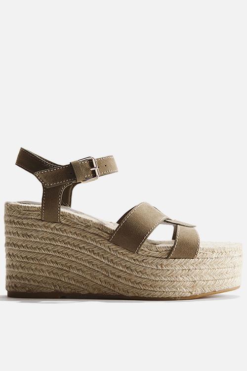 Wedge-heeled espadrilles - khaki green