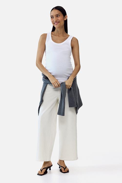 Mama wide low waist ankle jeans - white