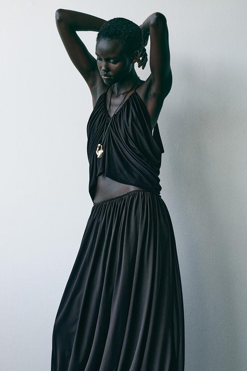 Draped strappy top - dark brown