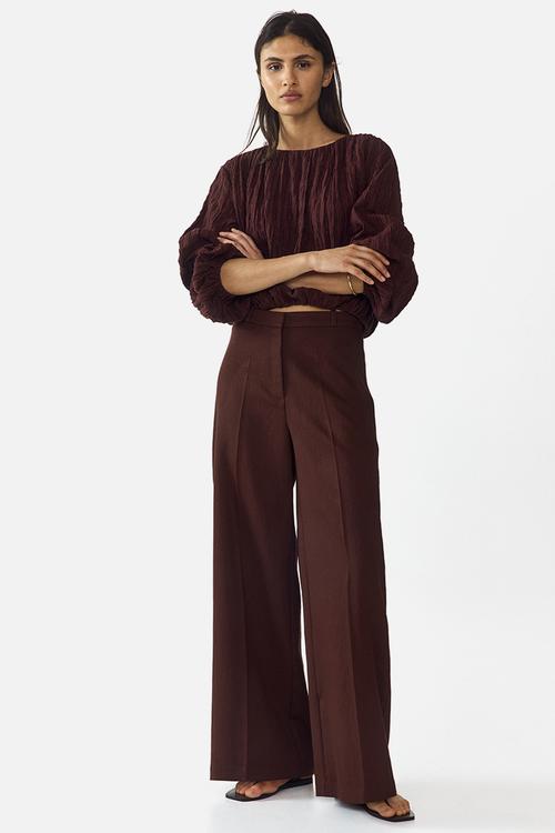 Wide tailored trousers - dark rust brown