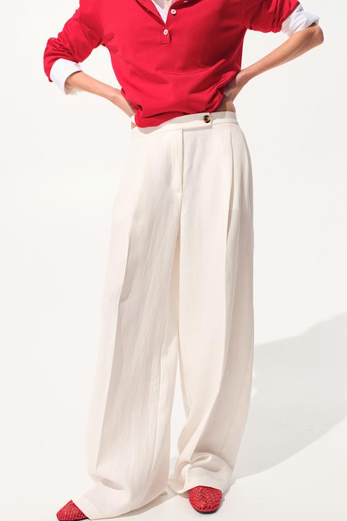 Wide tailored trousers - ivory