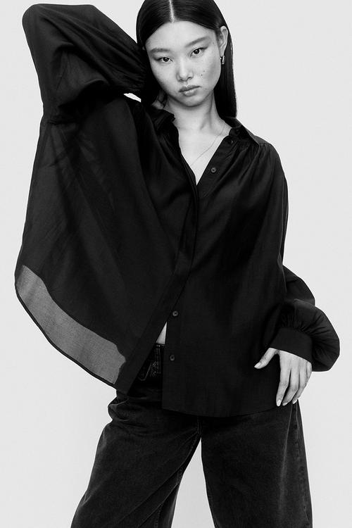 Gathered blouse - black
