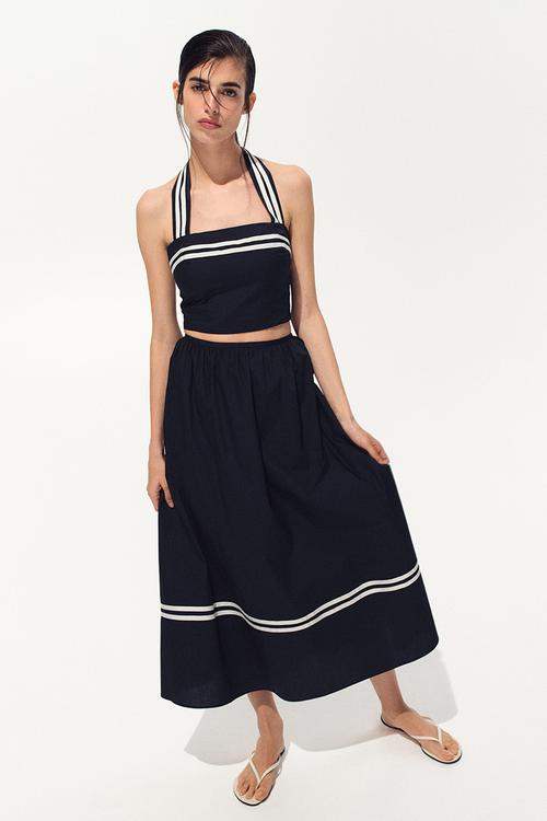 Loose-fit midi skirt - navy blue