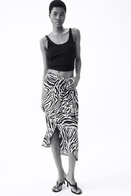 Wrap skirt - beige/zebra print